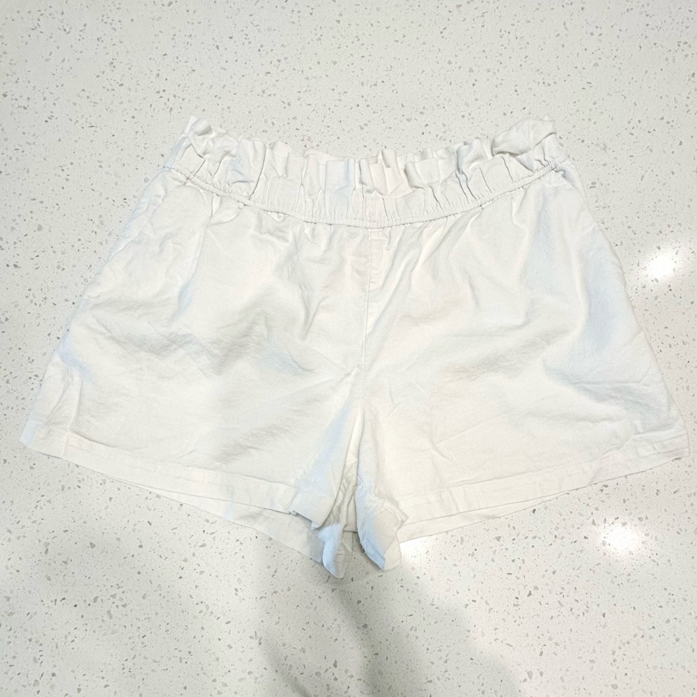 Express White Linen Paperbag High Waisted Shorts